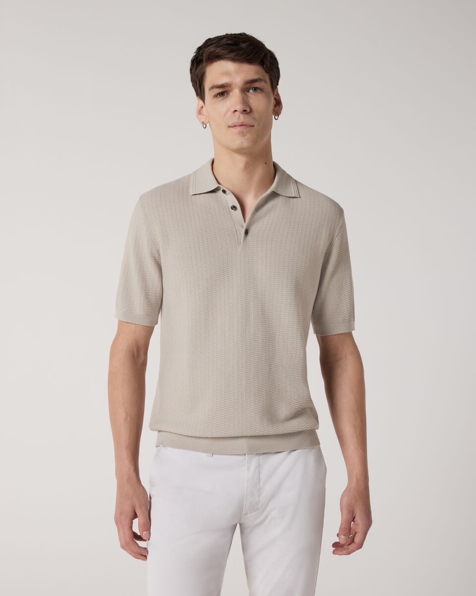 Fashion Polo Knit, Bone, hi-res